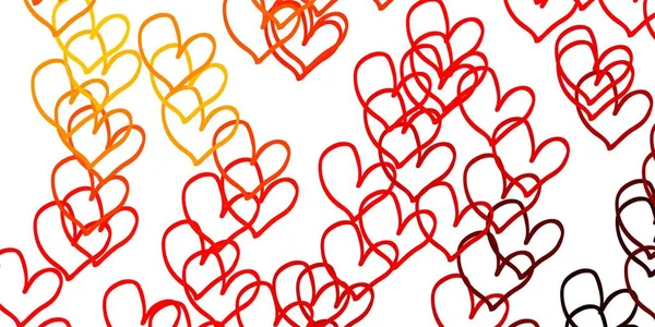 Plantilla Vectorial Naranja Claro Con Corazones Garabato Corazones Sobre Fondo — Archivo Imágenes Vectoriales