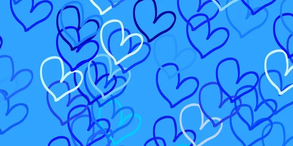 浅粉色 蓝色矢量背景 闪烁着红心 用爱心来说明情人节的概念 情人节贺卡的模板 — 图库矢量图片#