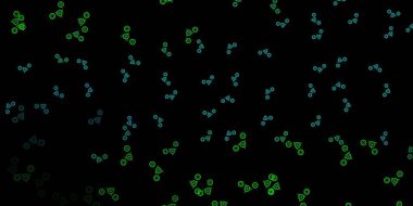 Koyu mavi, üzerinde gizemli semboller olan yeşil vektör arkaplanı. Gotik eğilimli soyut illüstrasyon. Doğaüstü tasvirler için basit tasarım.
