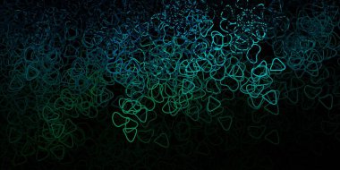 Koyu mavi, Memphis şekilli yeşil vektör dokusu. Basit bir şekilde gradyan olan renkli soyut biçimler. İşiniz için akıllı tasarım.