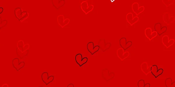 Jasnoczerwony Wzór Wektora Sercami Bazgrołów Ilustracja Serca Koncepcji Miłości Walentynki — Wektor stockowy