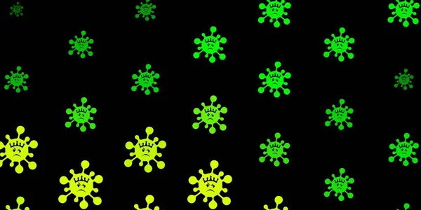 病気のシンボルと濃い緑 黄色のベクトルテクスチャ グラデーション医療の形をしたカラフルな抽象イラスト 危険熱に対する単純な図面 — ストックベクタ