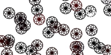 Dairesel şekilli açık kırmızı vektör düzeni. Parlak renkli ve soyut küreler içeren bir resim. Posterler, afişler için tasarım.