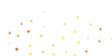 Covid-19 sembollü açık sarı vektör arkaplan. Enfeksiyon formları ile soyut tarzda basit tasarım. Biyolojik tehlike uyarısı için tasarım.