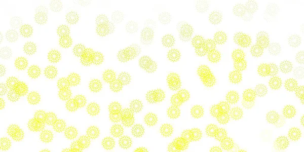 Luz Verde Fundo Amarelo Vetor Doodle Com Flores Flores Coloridas — Vetor de Stock