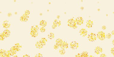 Buz taneli açık sarı vektör şablonu. Kar taneleriyle soyut renkli çizimler. Yeni yıl arkaplanı.