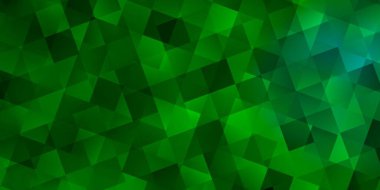 Açık yeşil vektör arkaplanı çizgileri, eşkenar dörtgen. Renkli üçgenleri ve kareleri olan bir resim. İniş sayfaları için şablon.