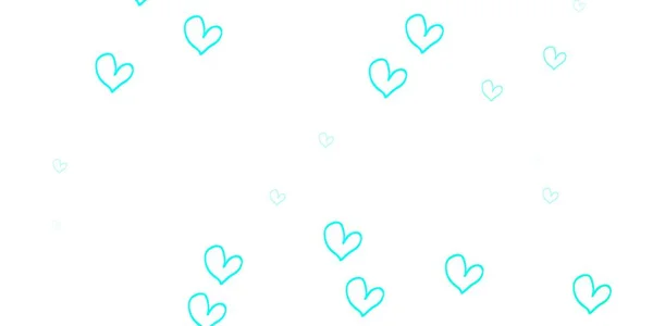 Светло Зеленая Векторная Текстура Прекрасными Сердцами Декоративная Сияющая Иллюстрация Сердцами — стоковый вектор