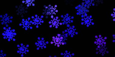 Hastalık sembollü koyu mor vektör dokusu. Enfeksiyon formları ile soyut tarzda basit tasarım. Tehlike ateşine karşı basit çizim.