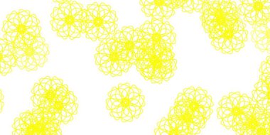 Açık sarı vektör çizim şablonu. Çiçekli. Basit arka planda rengarenk soyut çiçekler. Broşürler ve kitaplar için akıllı tasarım.