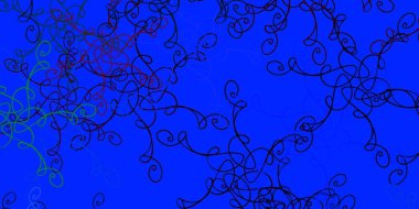 Eğri çizgileri olan ışık çokrenkli vektör şablonu. Eğri çizgileri olan renkli çizimler. Reklamlar ve reklamlar için desen.