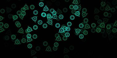 Esrarengiz sembollü koyu yeşil vektör arkaplanı. Gotik eğilimli soyut illüstrasyon. En iyi tasarım Cadılar Bayramı olayları.