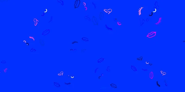Rosa Claro Padrão Vetor Azul Com Elementos Feministas Ilustração Abstrata — Vetor de Stock