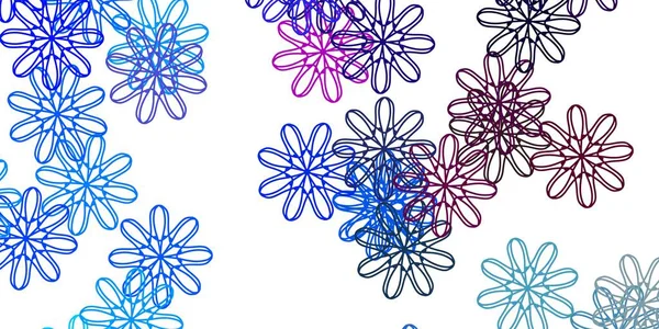 Rosa Claro Patrón Garabato Vector Azul Con Flores Diseño Sencillo — Archivo Imágenes Vectoriales