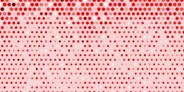Noktalı açık kırmızı vektör arkaplanı. Renkli çember şekilli modern soyut illüstrasyon. Duvar kağıtları, perdeler için desen.