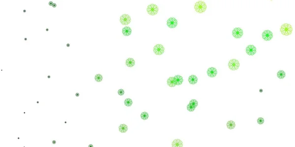 Ljusgrön Gul Vektor Klotter Bakgrund Med Blommor Färgglada Blommor Naturlig — Stock vektor