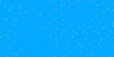 Açık mavi vektör karalama dokusu ve çiçekler. Sıradan çiçekli basit renkli bir illüstrasyon. Web sitesi tasarımları için desen.