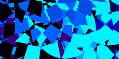 Koyu pembe, üçgen şekilli mavi vektör şablonu. Modern tarzda üçgen şekilli akıllı soyut çizimler. Terfi modelleri.