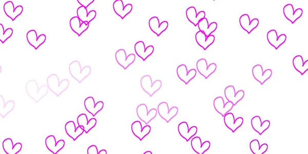 Light Purple Pink Vector Template Doodle Hearts Illustration Hearts Love — Stock Vector