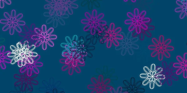 Hellblaue Rote Vektor Doodle Textur Mit Blumen Abstrakte Illustration Mit — Stockvektor