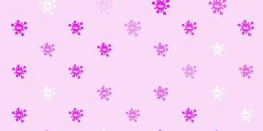 Koronavirüs elementli açık pembe vektör deseni. Biyolojik değişim şekilli soyut çizimler. Salgın bilgisine karşı basit tasarım.