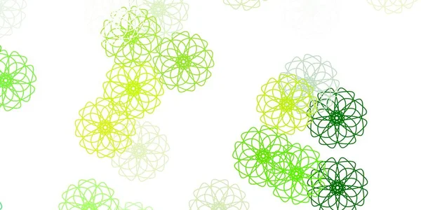 Ανοιχτό Πράσινο Κίτρινο Διάνυσμα Doodle Φόντο Λουλούδια Πολύχρωμα Λουλούδια Φυσικό — Διανυσματικό Αρχείο