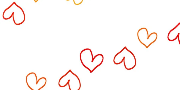 Светло Оранжевый Векторный Узор Цветными Сердцами Иллюстрация Сердечными Мыслями День — стоковый вектор