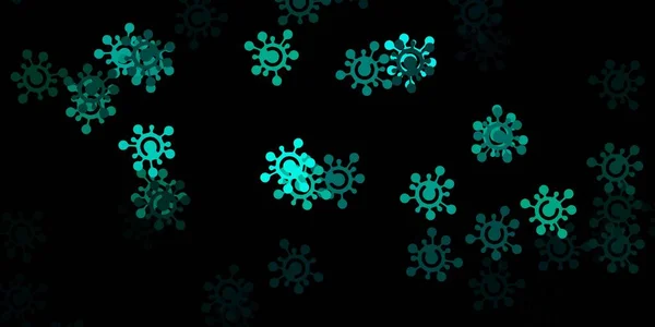 Dunkelblauer Grüner Vektorhintergrund Mit Virussymbolen Abstrakte Illustration Mit Biologischen Verlaufsformen — Stockvektor
