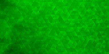 Açık yeşil vektör şablonu, kristaller, üçgenler. Soyut arkaplanda renkli eğimli üçgenler. Broşürler, broşürler için desen