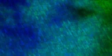 Açık mavi, çizgileri ve üçgenleri olan yeşil vektör düzeni. Basit formda soyut biçimdeki üçgenler. Web siteleri için desen.