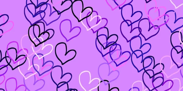 Light Purple Vektor Hintergrund Mit Herzen Glitzernde Abstrakte Illustration Mit — Stockvektor