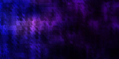 Koyu pembe, çizgileri ve üçgenleri olan mavi vektör deseni. Basit bir şekilde üçgenli renkli bir çizim. Broşürler, broşürler için desen