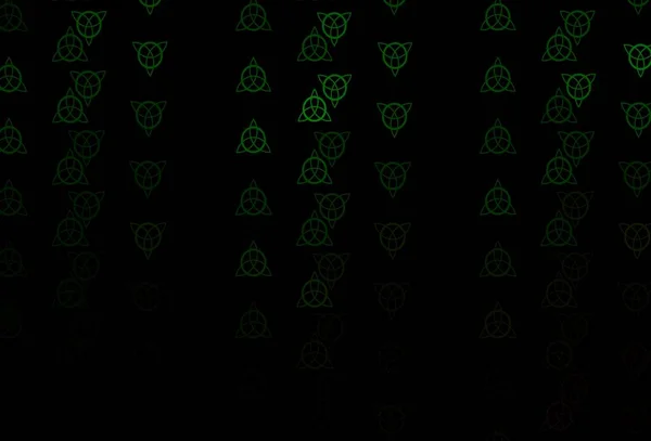 Verde Scuro Sfondo Vettoriale Rosso Con Simboli Occulti Colorati Simboli — Vettoriale Stock