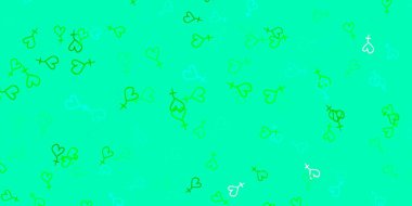 Kadın hakları sembollü açık yeşil vektör dokusu. Kadın gücünün resmedildiği soyut bir çizim. Kadınların gücünü göstermek için en iyi tasarım..