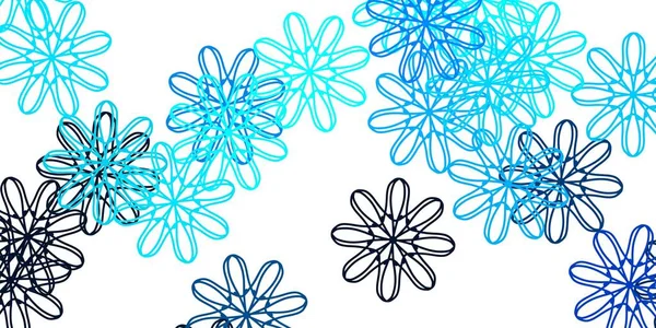 Hellblaue Vektor Doodle Vorlage Mit Blumen Einfache Farbige Illustration Mit — Stockvektor