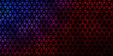 Açık mavi, üçgenli kırmızı vektör arkaplan. Soyut arkaplanda renkli eğimli üçgenler. Duvar kağıtları için şablon.