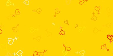 Kadın sembollü açık turuncu vektör arka planı. Değişken feminizm şekilli renkli bir illüstrasyon. Kadınların gücünü göstermek için en iyi tasarım..