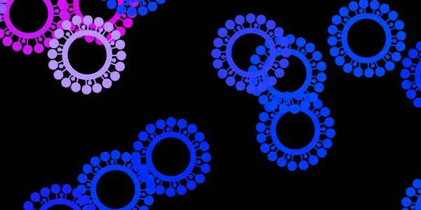 Dark Blue Red Vector Pattern Coronavirus Elements Abstract Illustration Biological — Stock Vector