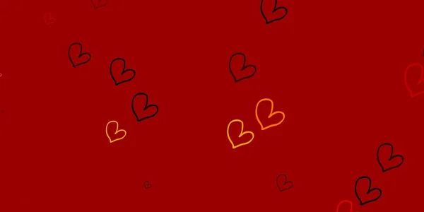 Світло Оранжевий Векторний Візерунок Різнокольоровими Серцями Декоративна Блискуча Ілюстрація Сердечками — стоковий вектор