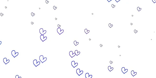 Světlá Růžová Modrá Vektorová Kulisa Sladkými Srdci Krásná Barevná Ilustrace — Stockový vektor