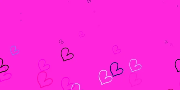 Light Purple Pink Vector Background Shining Hearts Glitter Abstract Illustration — Stock Vector