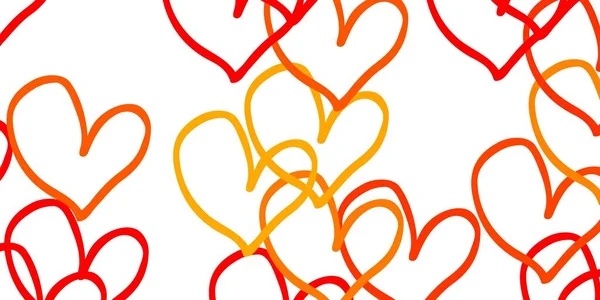 Светло Оранжевый Векторный Фон Сердечками Shining Размытый Декоративный Дизайн Стиле — стоковый вектор