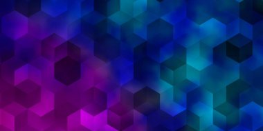 Açık Pembe, altıgen şeklinde mavi vektör şablonu. Renkli altıgenli bir resim seti. Marka kitabınız için yeni şablon.