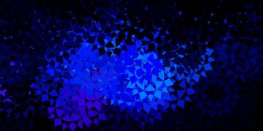 Koyu pembe, üçgen şekilli mavi vektör düzeni. Soyut tarzda, üçgen ve çizgilerle basit bir tasarım. Insperarion için tasarımı başlat.