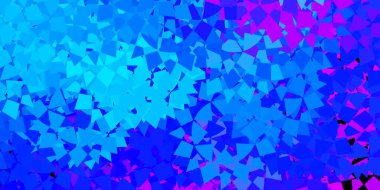 Açık pembe, rastgele üçgenli mavi vektör dokusu. Renkli soyut üçgenli web materyali çizimi. Terfi modelleri.