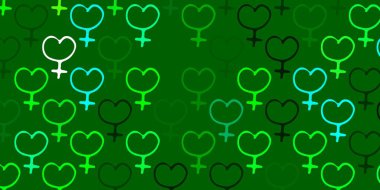 Açık mavi, üzerinde iş kadını işaretleri olan yeşil vektör şablonu. Değişken feminizm şekilli renkli bir illüstrasyon. Kadınların gücünü göstermek için en iyi tasarım..