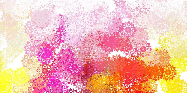 Disposition Vectorielle Rose Clair Jaune Avec Beaux Flocons Neige Illustration — Image vectorielle
