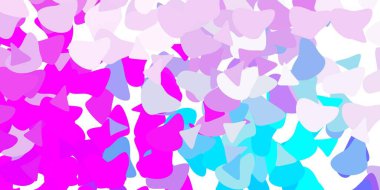 Açık pembe, Memphis şekilli mavi vektör dokusu. Soyut tarzda, gradyan formlarda basit tasarım. Web siteniz için basit illüstrasyon.