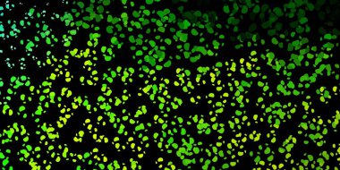 Koyu yeşil, Memphis şekilli sarı vektör dokusu. Basit gradyan şekilli renkli bir çizim. Web siteniz için basit illüstrasyon.