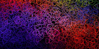 Koyu mavi, kırmızı vektör arkaplan ve kaotik şekiller. Basit gradyan şekilli renkli bir çizim. Reklamlarınız için modern tasarım.